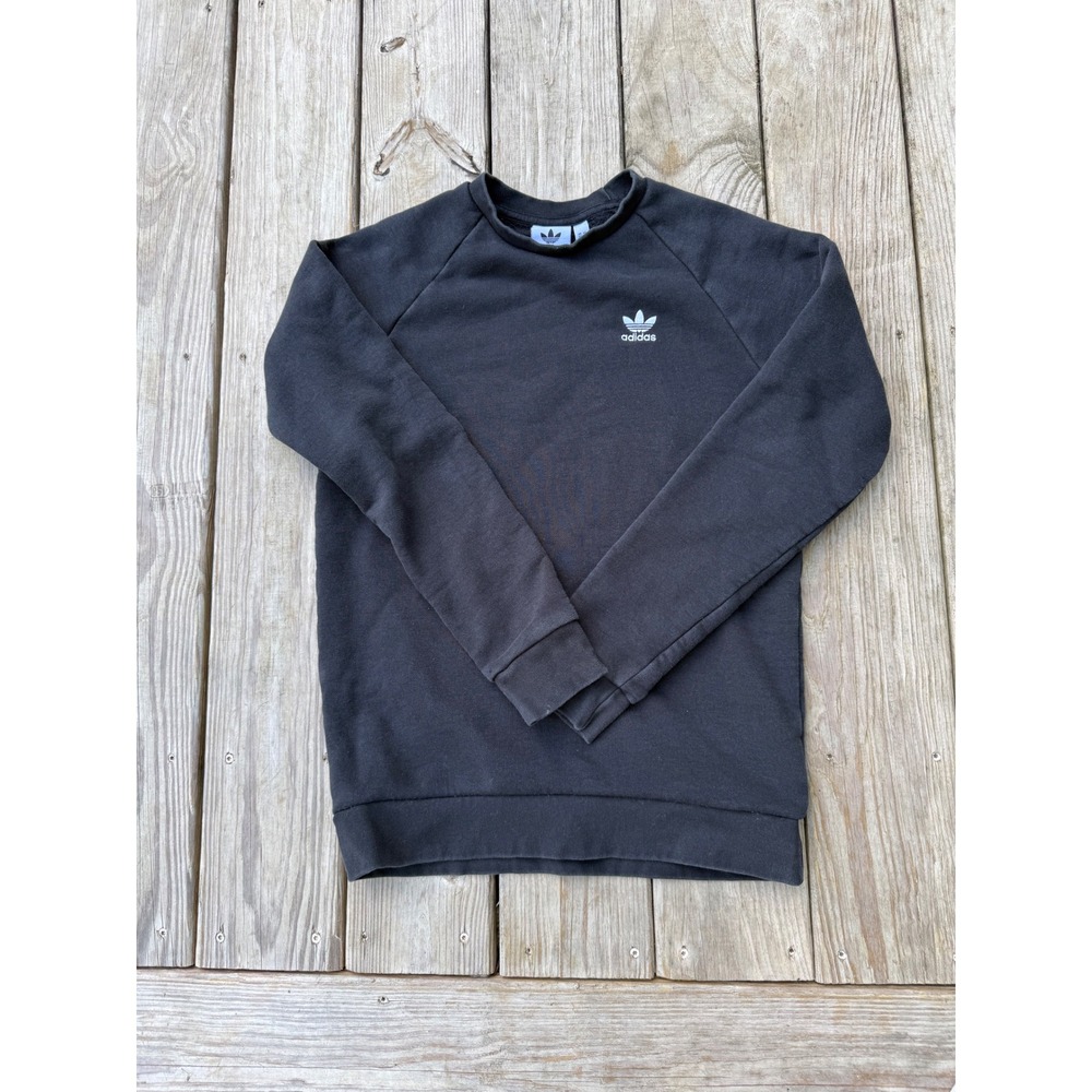 Adidas Esssntials Trefoil Black Crew Neck Sweatshirt Mens Size XS Pullover